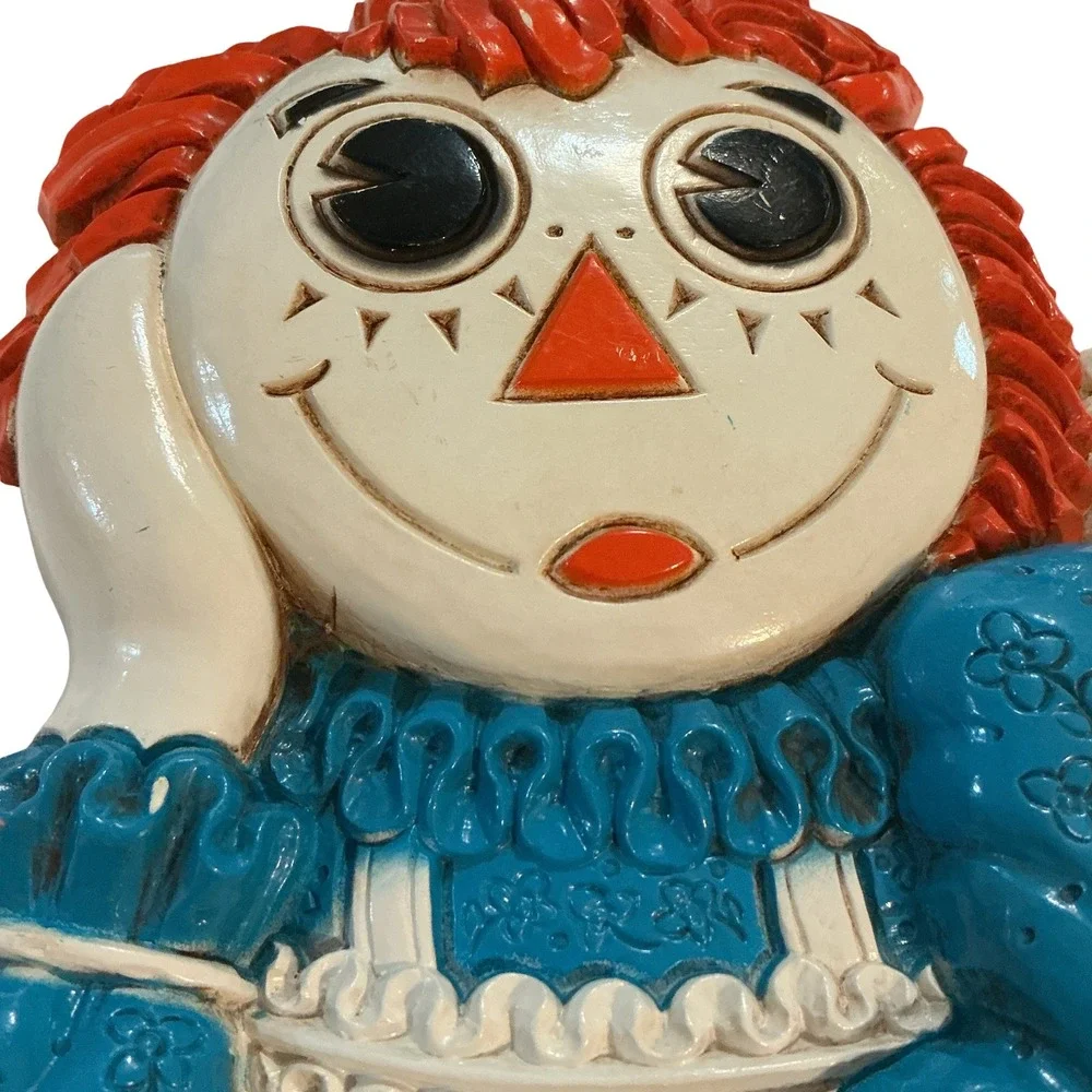 Vintage 1977 Raggedy Ann and Andy Wall Plaques Dart Industries 3D Decor Set